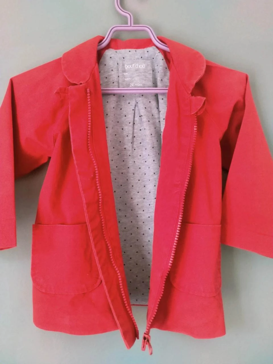 🌈 Parka, coupe-vent rouge avec capuche Bout'chou bébé Fille 2ans /86cm – photo 7